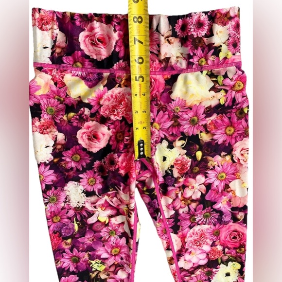 Terez New York XS Floral Print Leggings Pink Stretch Yoga Pants Activewear - Picture 10 of 12